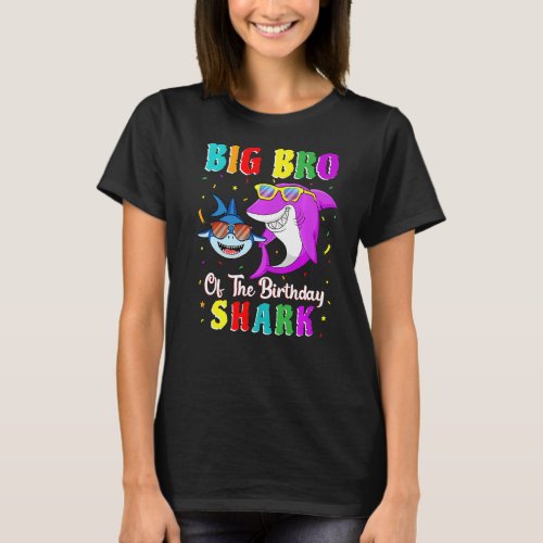 Big Bro Of The Shark Birthday Family Birthday Litt T_Shirt