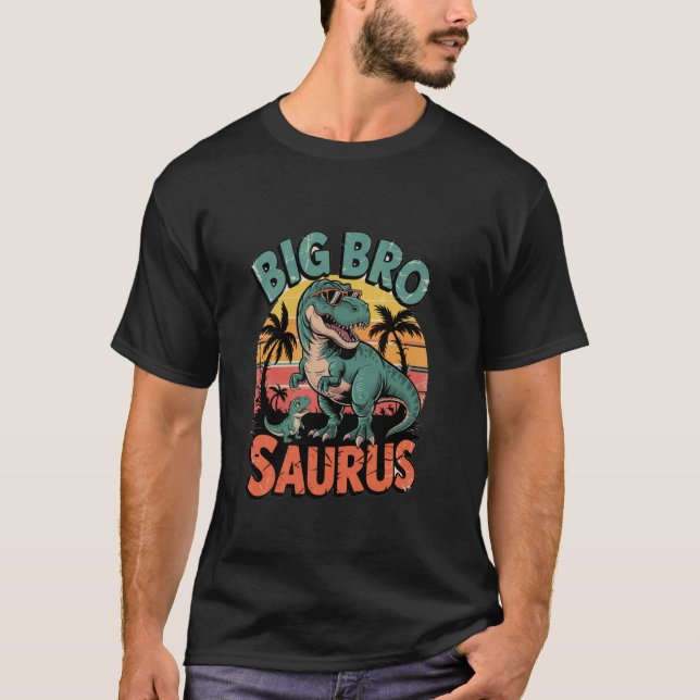 Big Bro Saurus Bigbrosaurus T Rex Dinosaur Big Bro T-Shirt (Front)