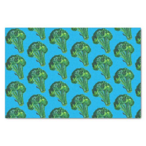 Big Broccoli Watercolor Blue Gift Tissue Paper