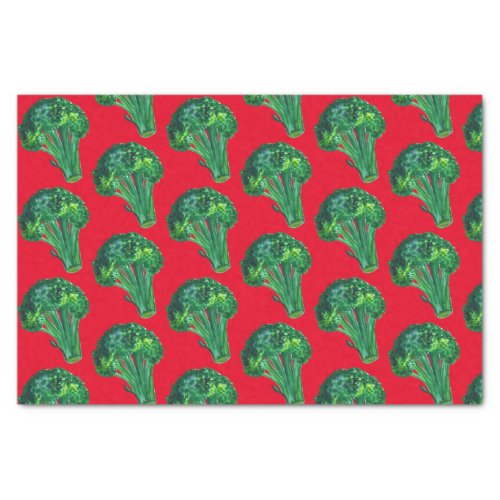 Big Broccoli Watercolor Red Green Xmas Gift Tissue Paper