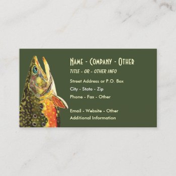 Big Brook Trout Fly Fishing Business Card by TroutWhiskers at Zazzle