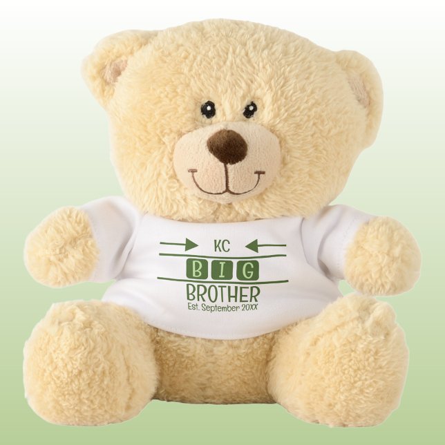 Big brother add initials est date green teddy bear (Creator Uploaded)