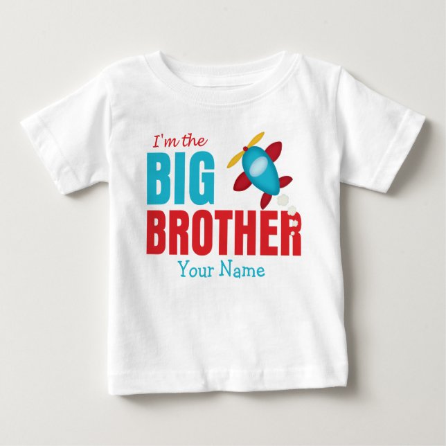 Big Brother Airplane Personalized Baby T-Shirt (Front)
