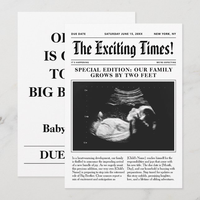 Big Brother Announcement Newspaper (Front/Back)