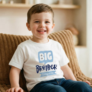 Big Brother Baby Announcement Name & Monogram Todd Toddler T-shirt