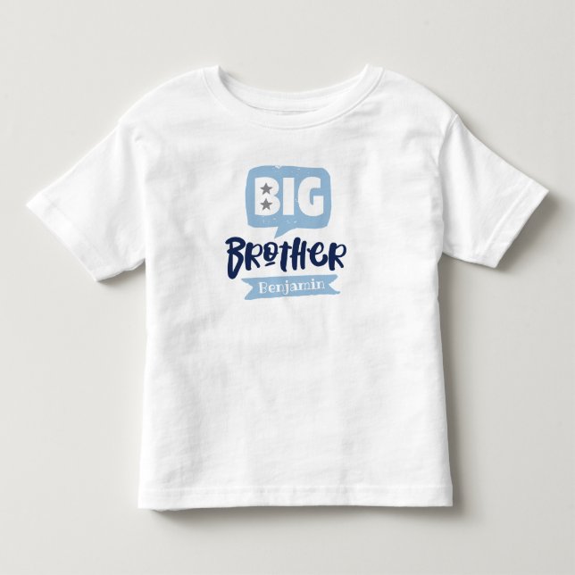 Big Brother Baby Announcement Name & Monogram Todd Toddler T-shirt (Front)