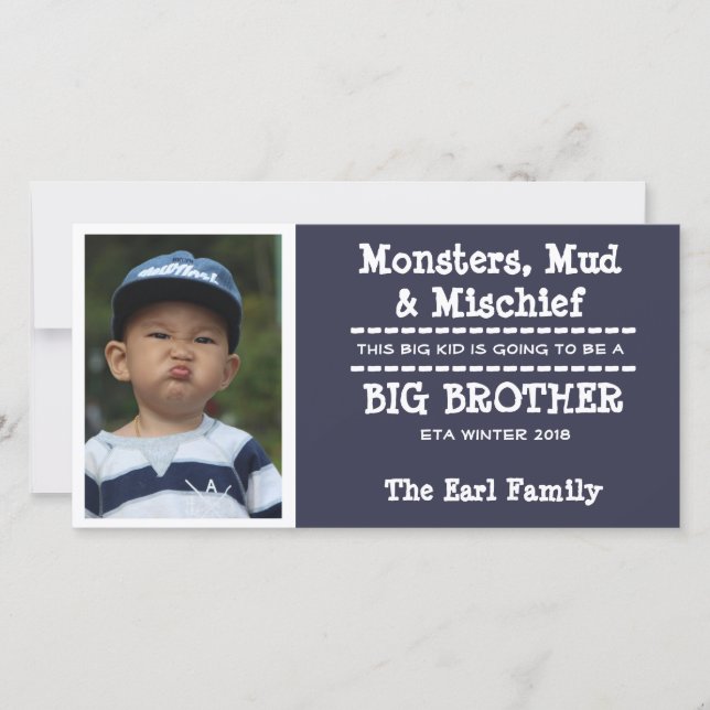 Big Brother Baby Arrival Announcement Card (Front)