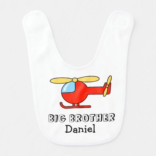 Big brother baby bib with toy helicopter design