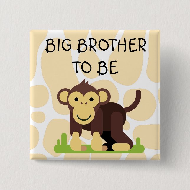 Big Brother Baby Shower Button with Monkey (Front)