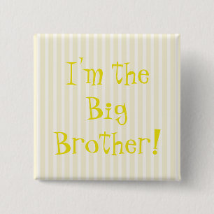 Big Brother Baby Shower Yellow Stripes Button