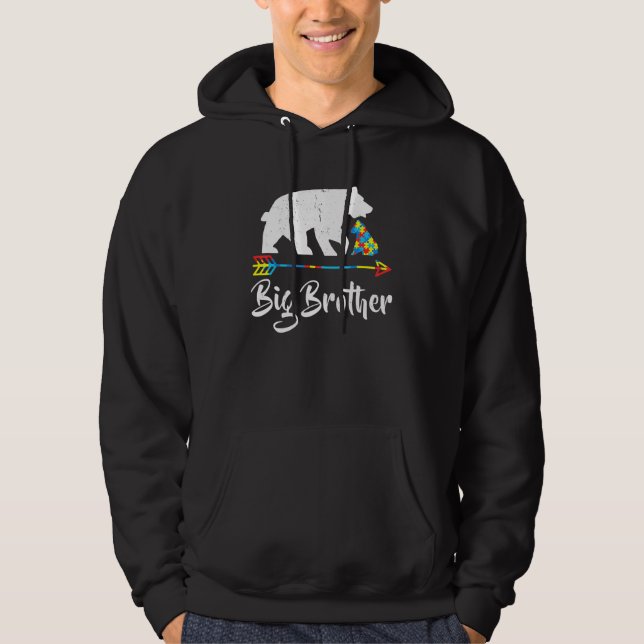 Big Brother Bear Autism Awareness  Proud Autism Mo Hoodie (Front)