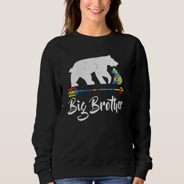 Big Brother Bear Autism Awareness  Proud Autism Mo Sweatshirt (Front)