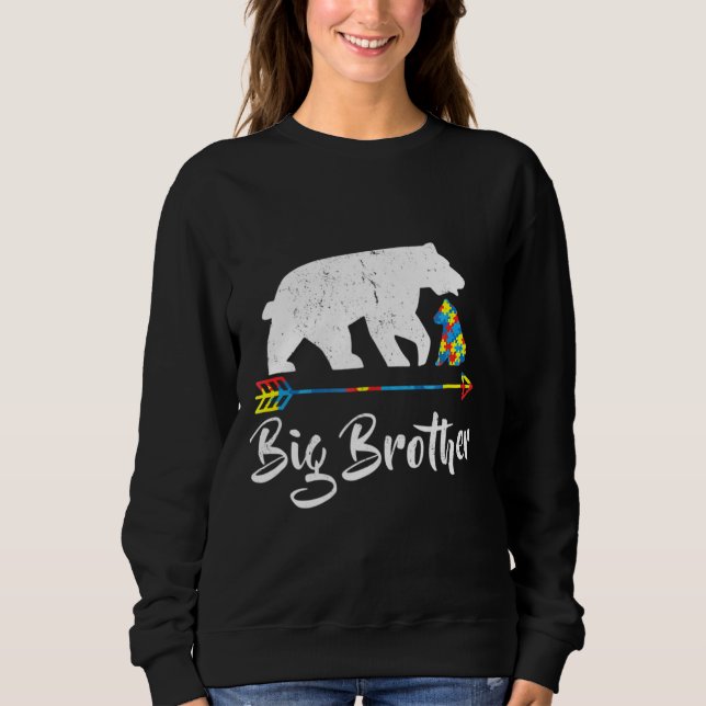 Big Brother Bear Autism Awareness Proud Autism Mom Sweatshirt (Front)