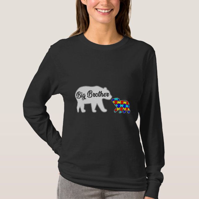 Big Brother Bear Autism Awareness Support Family A T-Shirt (Front)