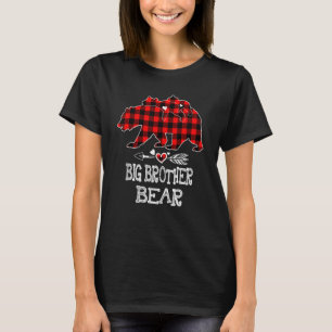 Big Brother Bear Christmas Pajama Red Plaid Buffal T-Shirt