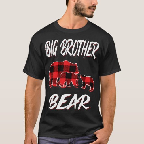 Big Brother Bear Red Plaid Christmas Pajama Matchi T_Shirt