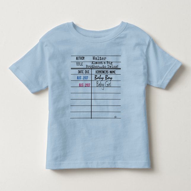 Big Brother/Big Sister Library Due Date Card Shirt (Front)