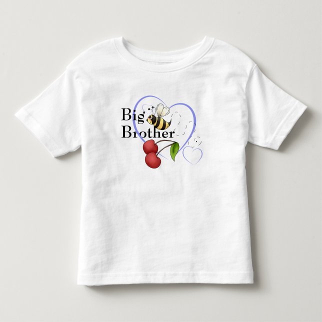 Big Brother Bumble Bee Cherry Blue Heart Toddler T-shirt (Front)