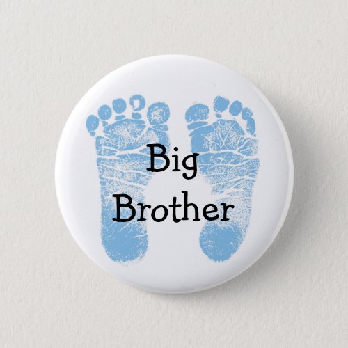 Big Brother Button with cute blue footprints