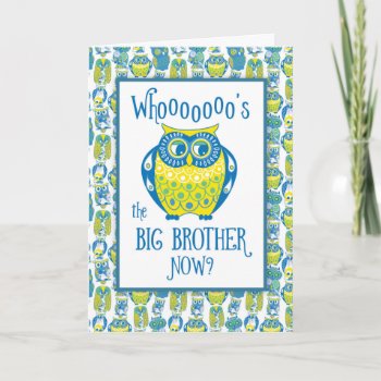 Big Brother Congratulations  Cute Owls Card by sandrarosecreations at Zazzle