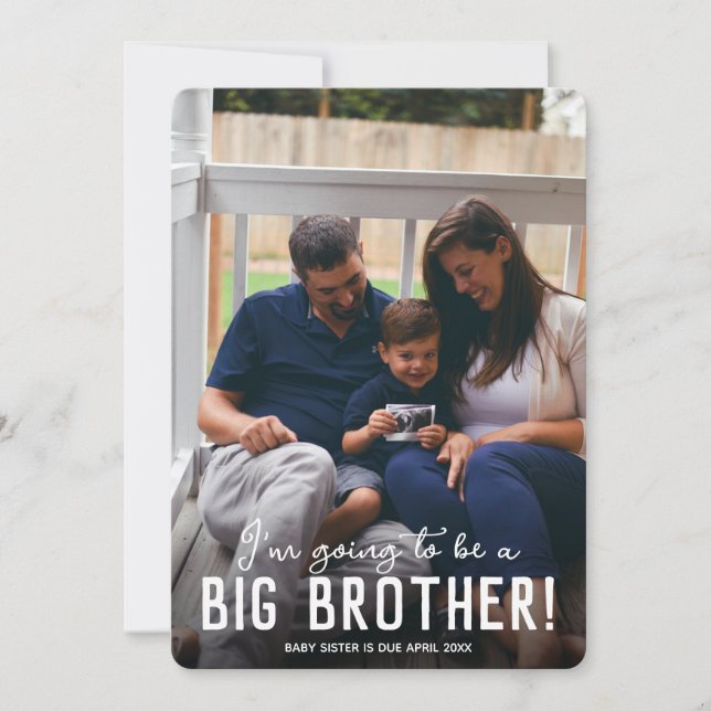 Big Brother Custom Photo Sibling Pregnancy  Announcement (Front)