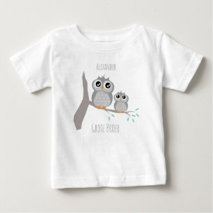 Big Brother customizable name with owls Baby T-Shirt