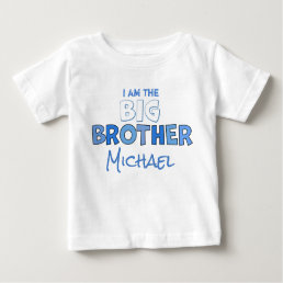 Big Brother Cute Boy Personalized Blue Custom Baby T-Shirt
