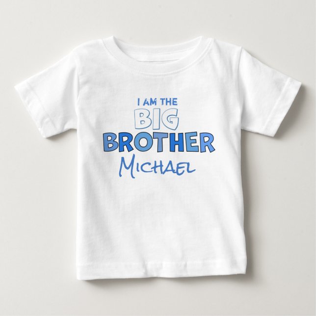 Big Brother Cute Boy Personalized Blue Custom Baby T-Shirt (Front)