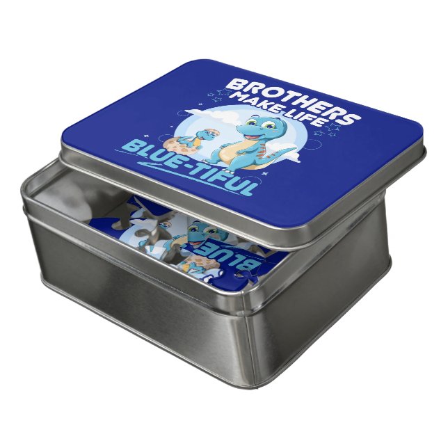 Big Brother Dinosaur Beautiful Life Pun Jigsaw Puzzle (Lid Open)