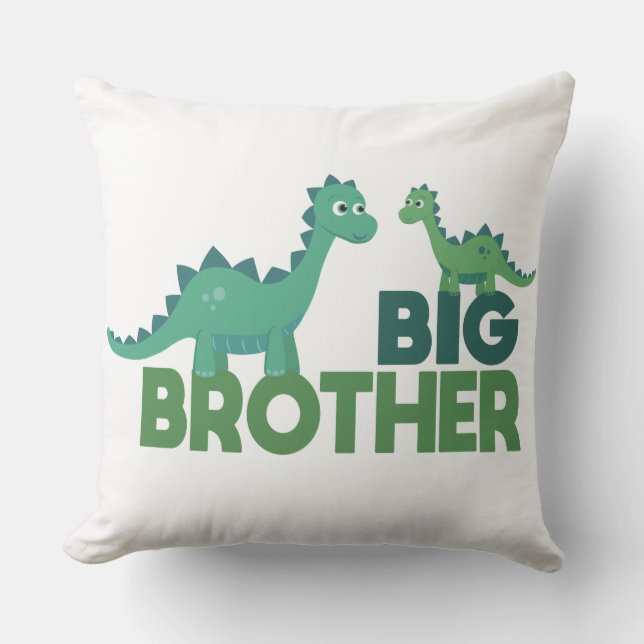 Big brother dinosaur boys room decor throw pillow (Front)