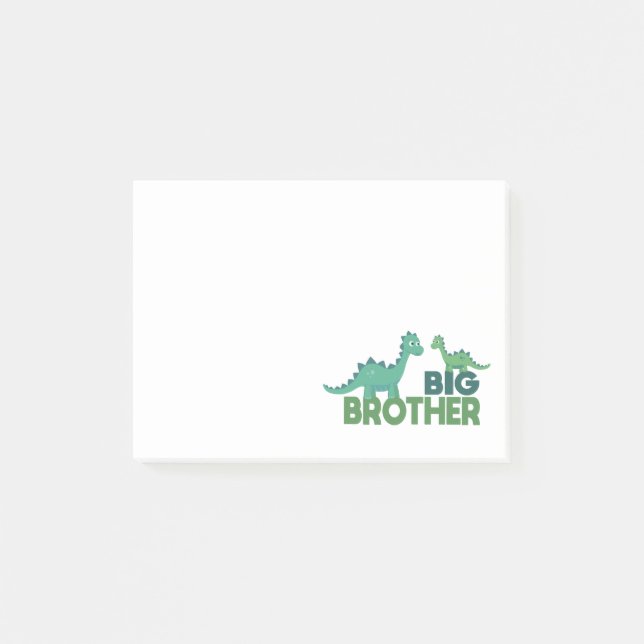 Big brother dinosaur, cute cartoon animal brothers post-it notes (Front)