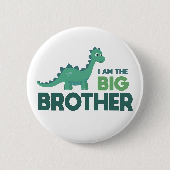 Big brother dinosaur family dino button (Front)