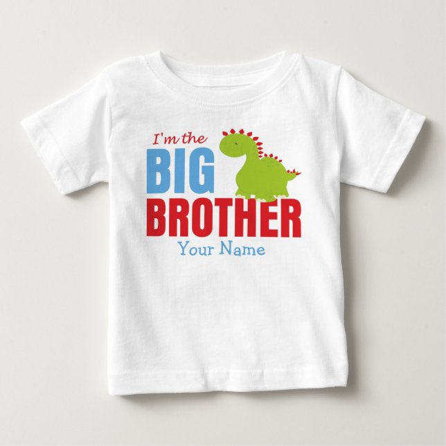 Big Brother Dinosaur Personalized Baby T-Shirt (Front)
