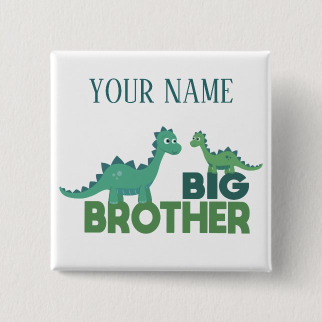 Big brother dinosaur personalized boy name button (Front)