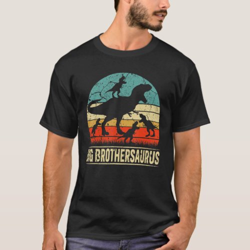 Big Brother Dinosaur T Rex Big Brothersaurus 4 Kid T_Shirt