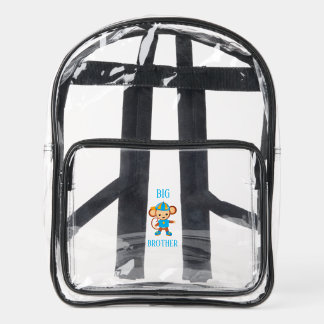 Big Brother Dressed Monkey Custom Text Clear Backpack