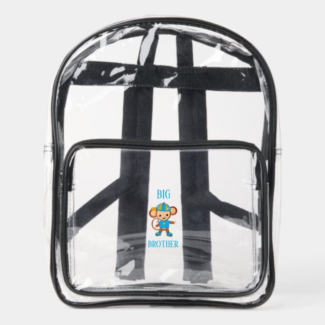Big Brother Dressed Monkey Custom Text Clear Backpack (Front)