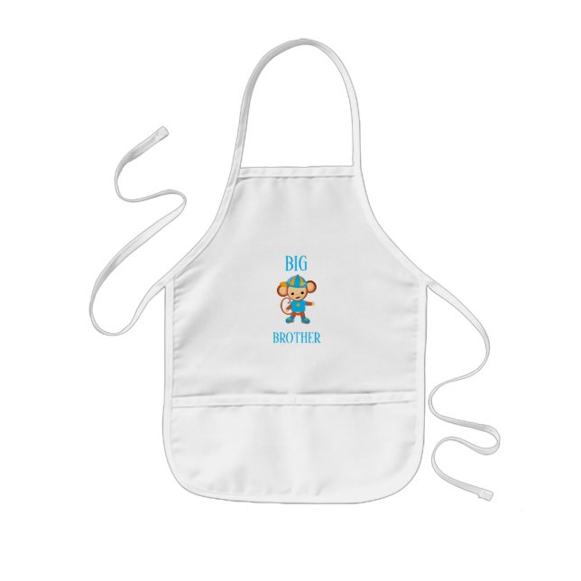 Big Brother Dressed Monkey Custom Text Kids' Apron (Front)