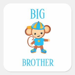 Big Brother Dressed Monkey Custom Text Square Sticker