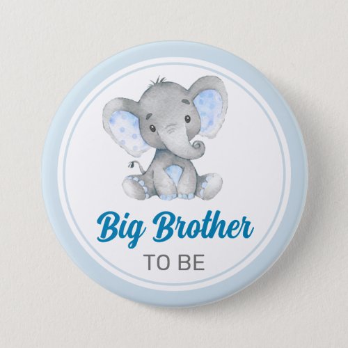 Big Brother Elephant Peanut Blue Baby Boy Shower Button