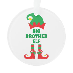 Big Brother Elf Typography and Photo Ornament