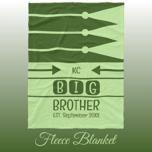 Big brother established date initials green fleece blanket