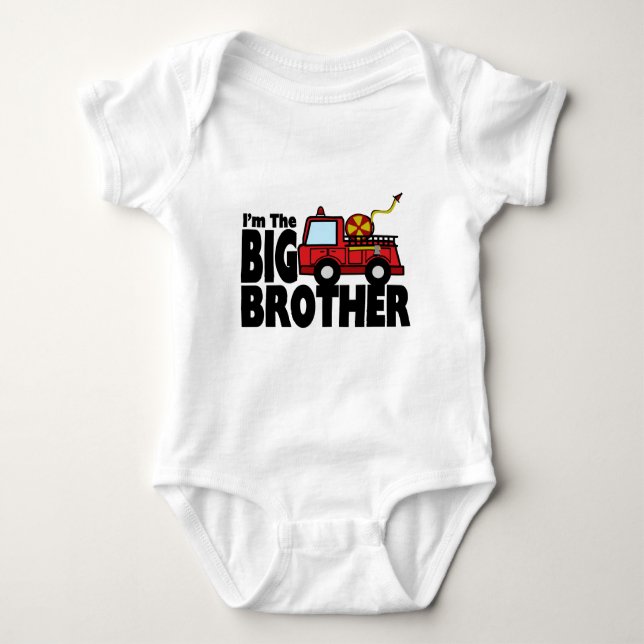Big Brother Fire Truck Baby Bodysuit (Front)