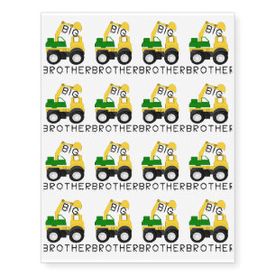 Big Brother Gift for Tractor Loving Boys Kids Temporary Tattoos