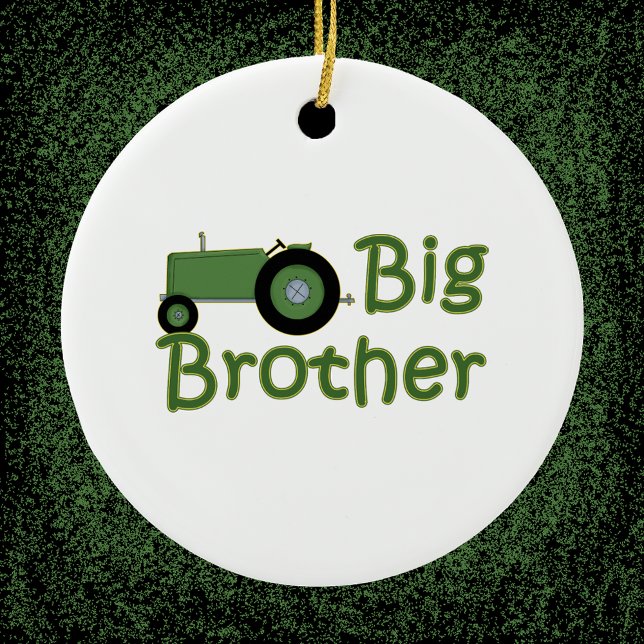 Big Brother Green Tractor Typography Ceramic Ornament (Creator Uploaded)