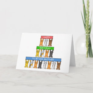 Big Brother Happy Birthday Cartoon Cats Card