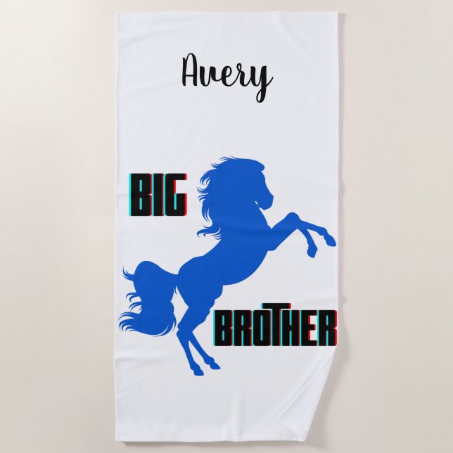 Big Brother Horse Rearing Beach Towel (Front)