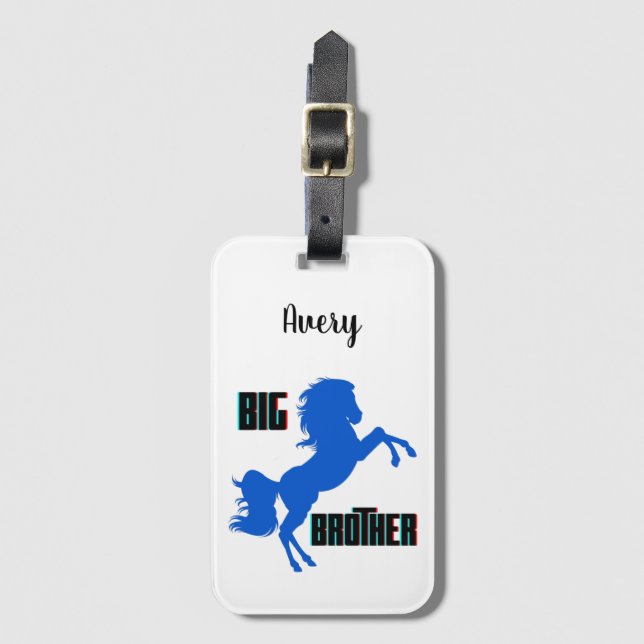 Big Brother Horse Rearing Luggage Tag (Front Vertical)