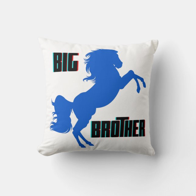 Big Brother Horse Rearing Throw Pillow (Front)