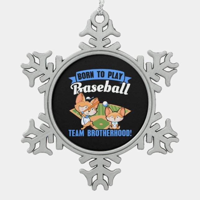 Big Brother Little Brother - Baseball Players Snowflake Pewter Christmas Ornament (Front)